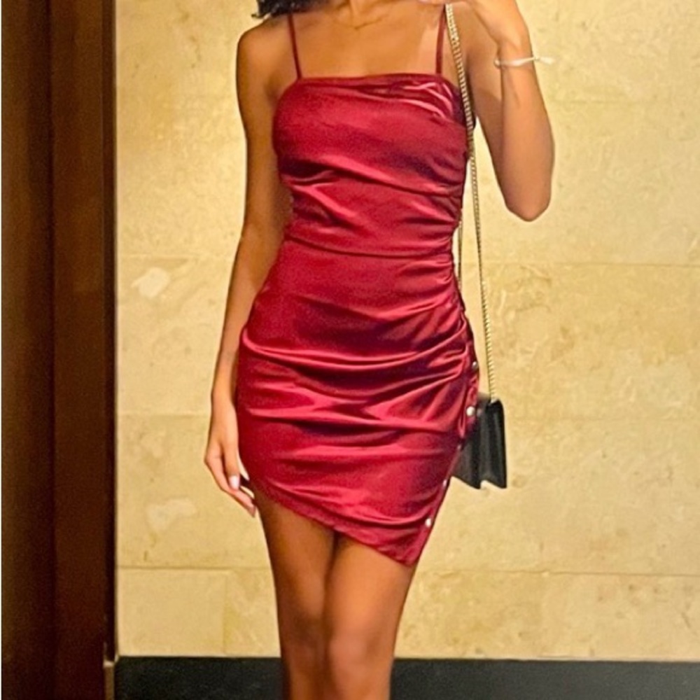 Elegant Red Satin Dress